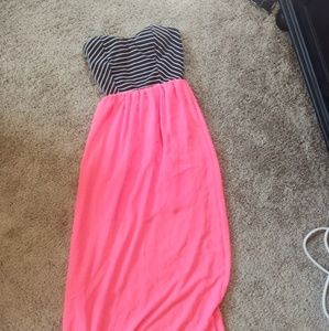 Pink strapless maxi dress